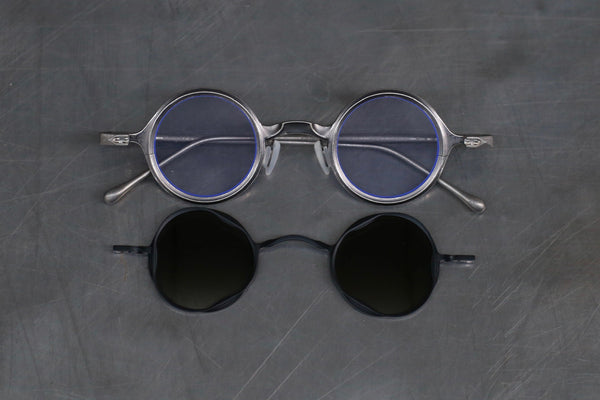 Rigards RG1912CU series titanium + copper double layer sunglasses retro gray black frame transparent green lens
